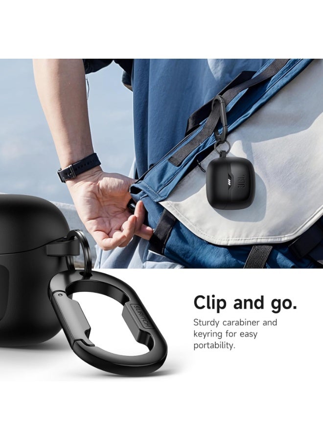 for JBL Tune Flex 2 / JBL Tune Flex Earbuds Case, Shockproof Magnetic Cover, Rugged Bumper Case with Carabiner  Cleaning Kit  Removal Tool, Black - Image 5